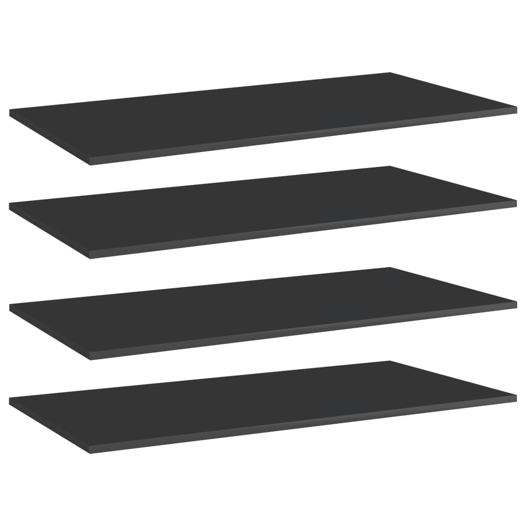 vidaXL Bookshelf Boards 4 pcs High Gloss Black 39.4"x19.7"x0.6" Chipboard