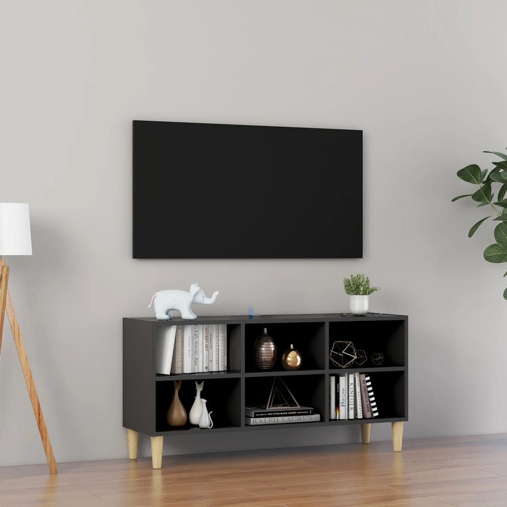 vidaXL TV Cabinet with Solid Wood Legs Gray 40.7"x11.8"x19.7"