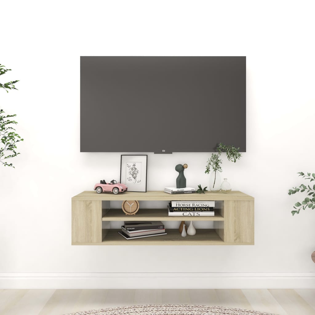 vidaXL Hanging TV Cabinet Sonoma Oak 39.3"x11.8"x10.4" Chipboard