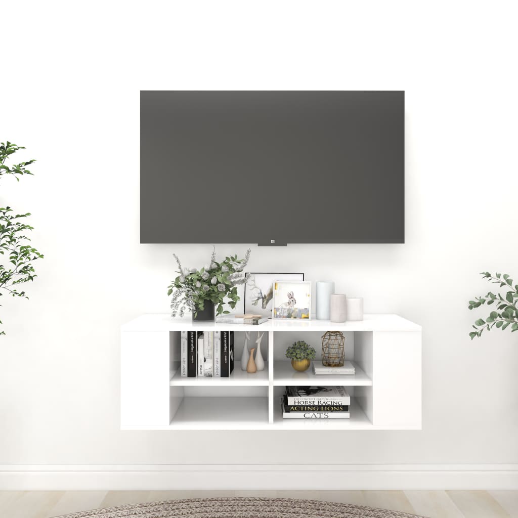 806238 vidaXL Wall-Mounted TV Cabinet White 40.2"x14"x14" Chipboard