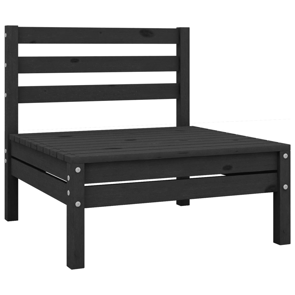 vidaXL Patio Middle Sofa Black Solid Pinewood