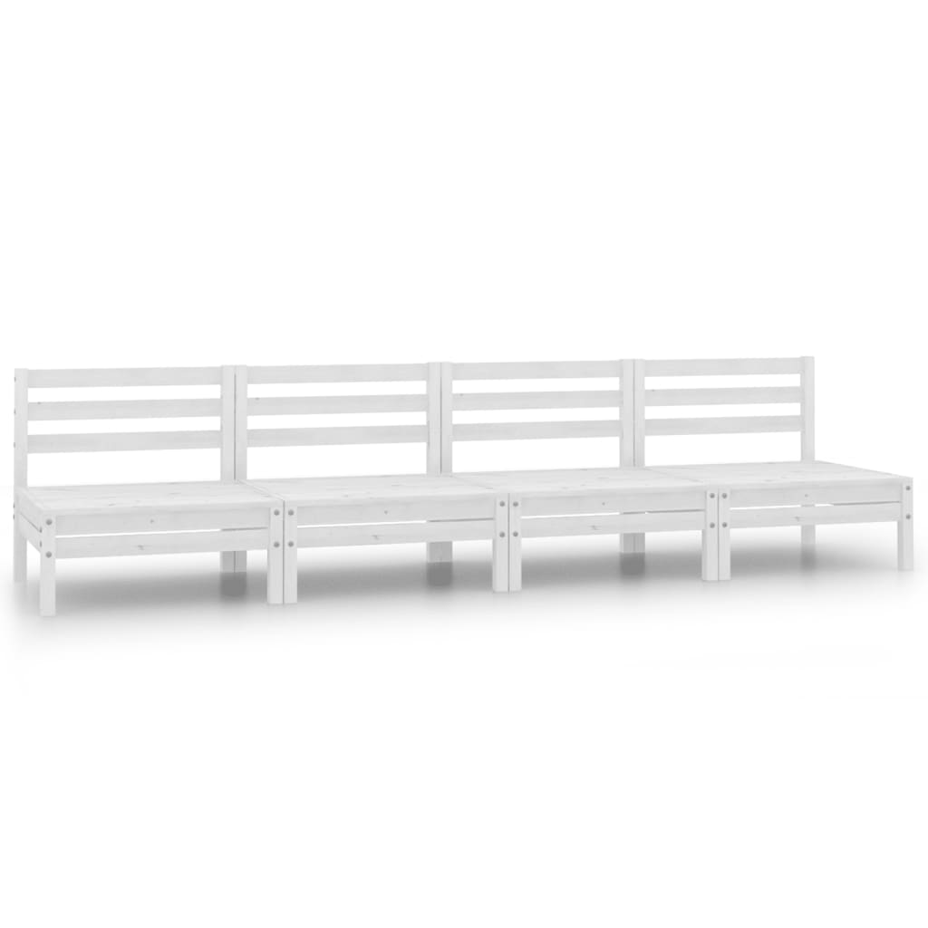 vidaXL Patio Middle Sofas 4 pcs White Solid Pinewood