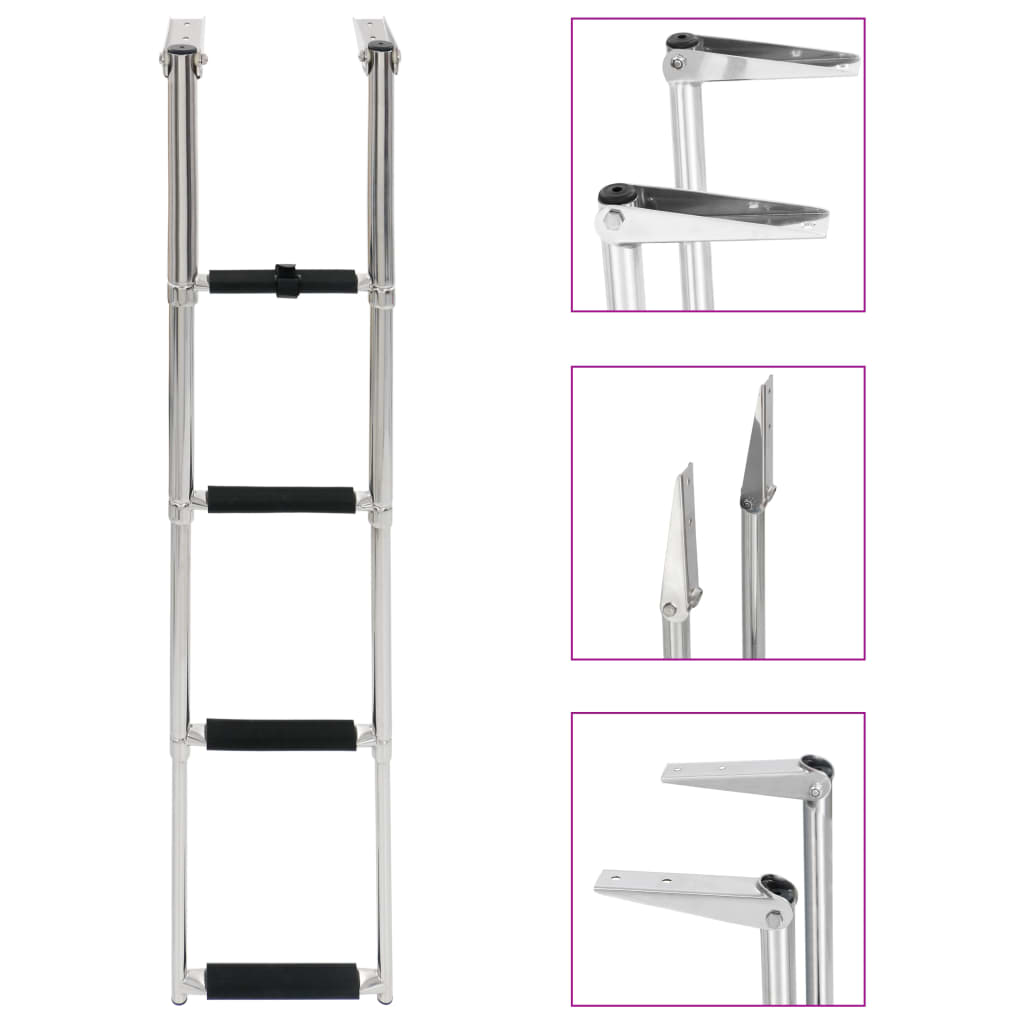 vidaXL Folding Boarding Ladder 4-step Stainless Steel