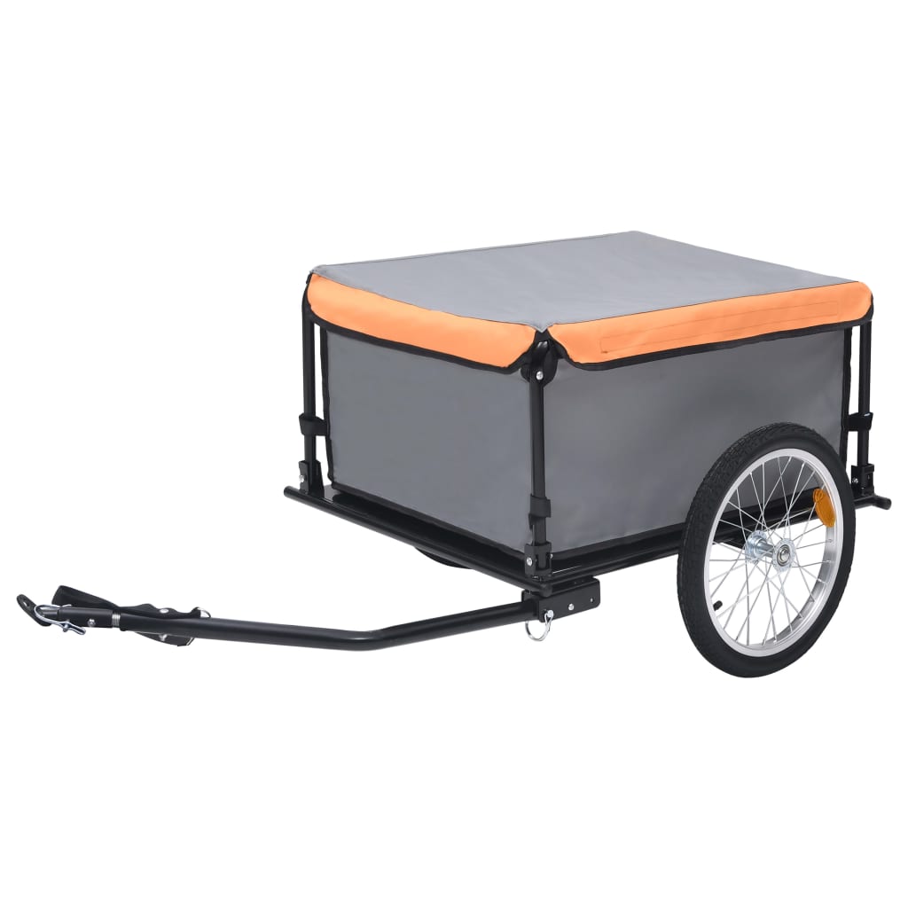 vidaXL Bike Cargo Trailer Gray and Orange 143.3 lb