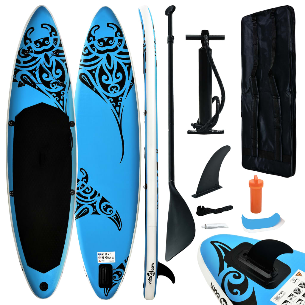 vidaXL Inflatable Stand Up Paddleboard Set 126"x29.9"x5.9" Blue