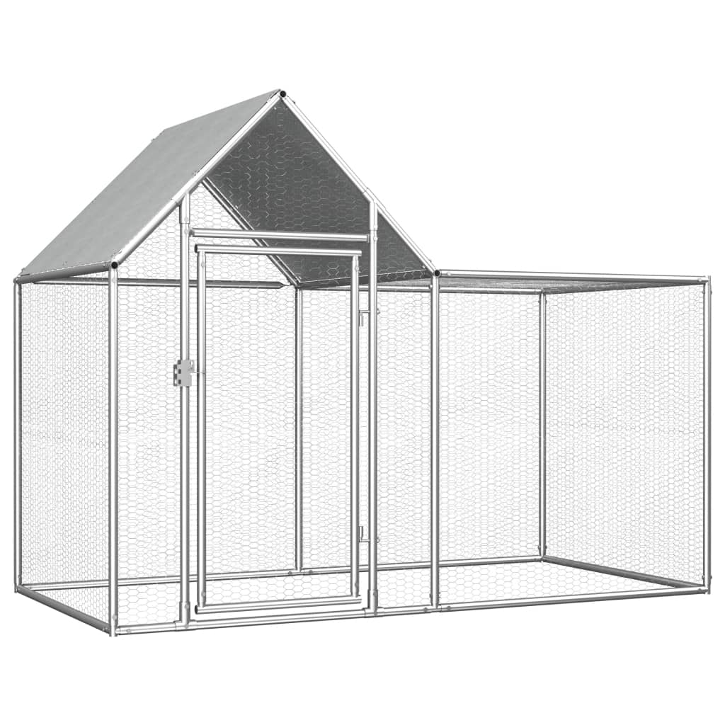 vidaXL Chicken Coop 6.6'x3.3'x4.9' Galvanized Steel