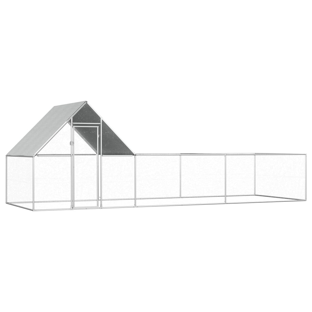 vidaXL Chicken Coop 19.7'x6.6'x6.6' Galvanized Steel