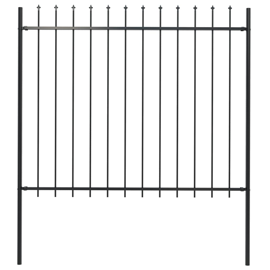 vidaXL Garden Fence with Spear Top Steel 66.9"x59.1" Black