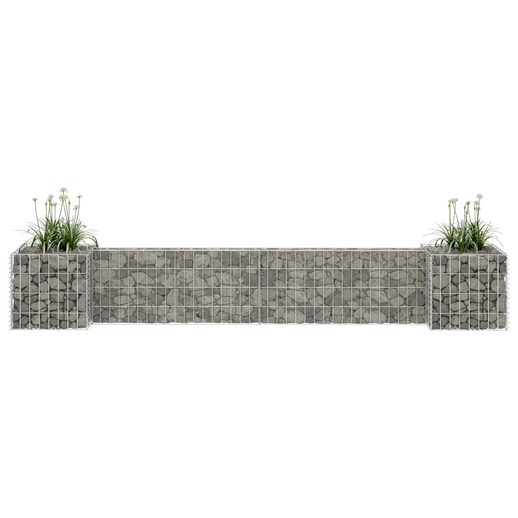 vidaXL H-Shaped Gabion Planter Steel Wire 102.4"x15.7"x15.7"