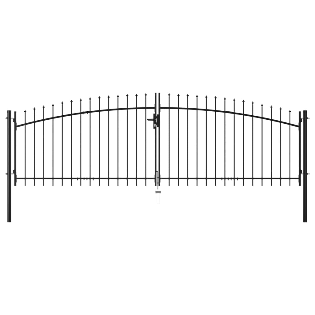 vidaXL Double Door Fence Gate with Spear Top 157.5"x78.7"