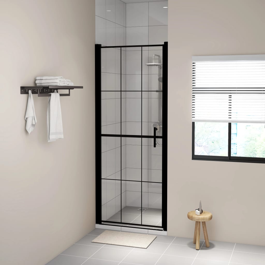 vidaXL Shower Door Tempered Glass 35.8"x76.8" Black