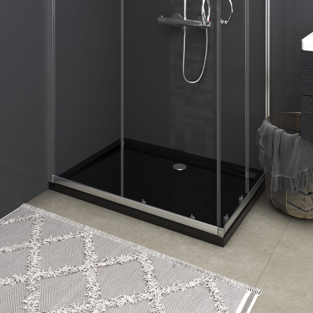 vidaXL Rectangular ABS Shower Base Tray Black 27.6"x39.4"