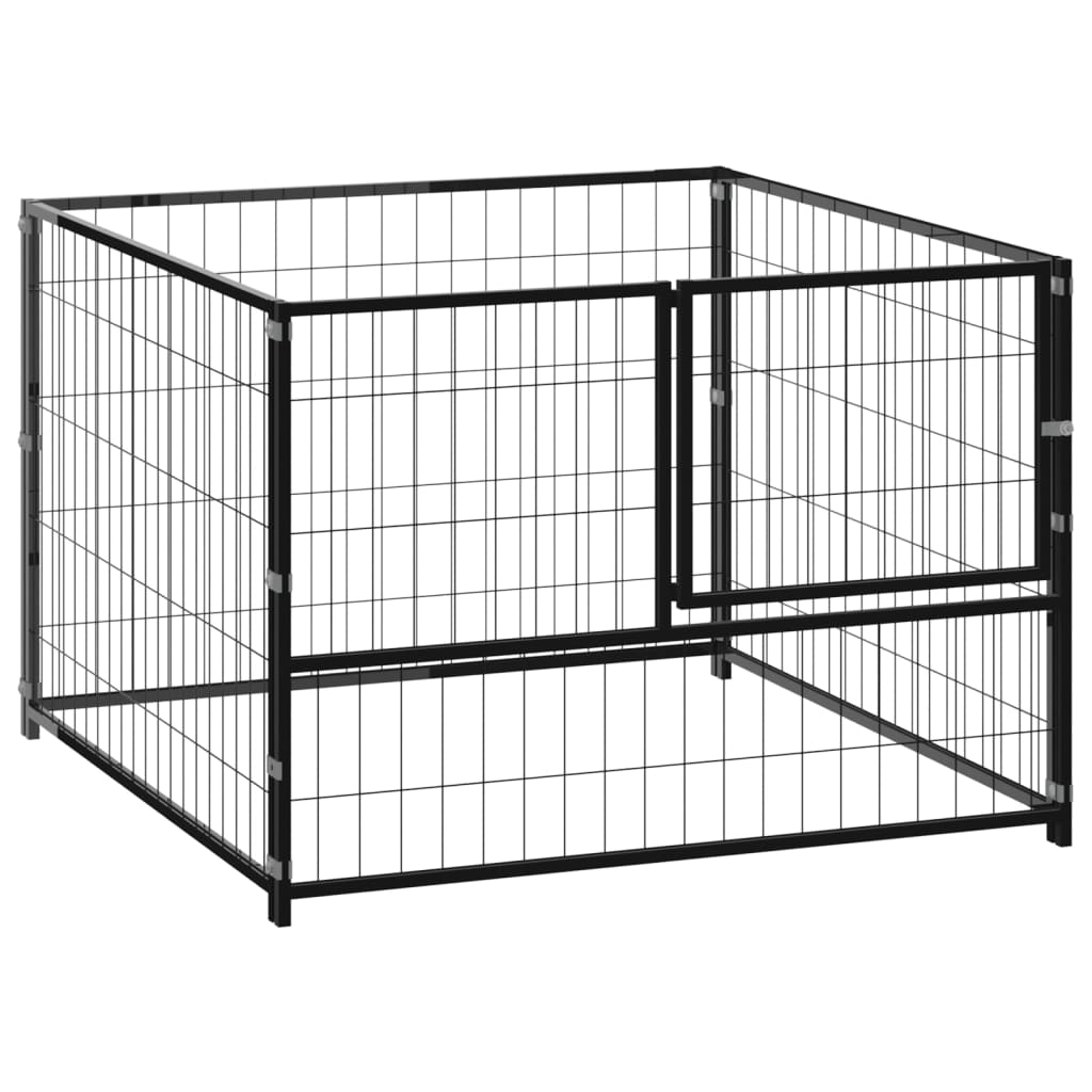 vidaXL Dog Kennel Black 39.4"x39.4"x27.6" Steel