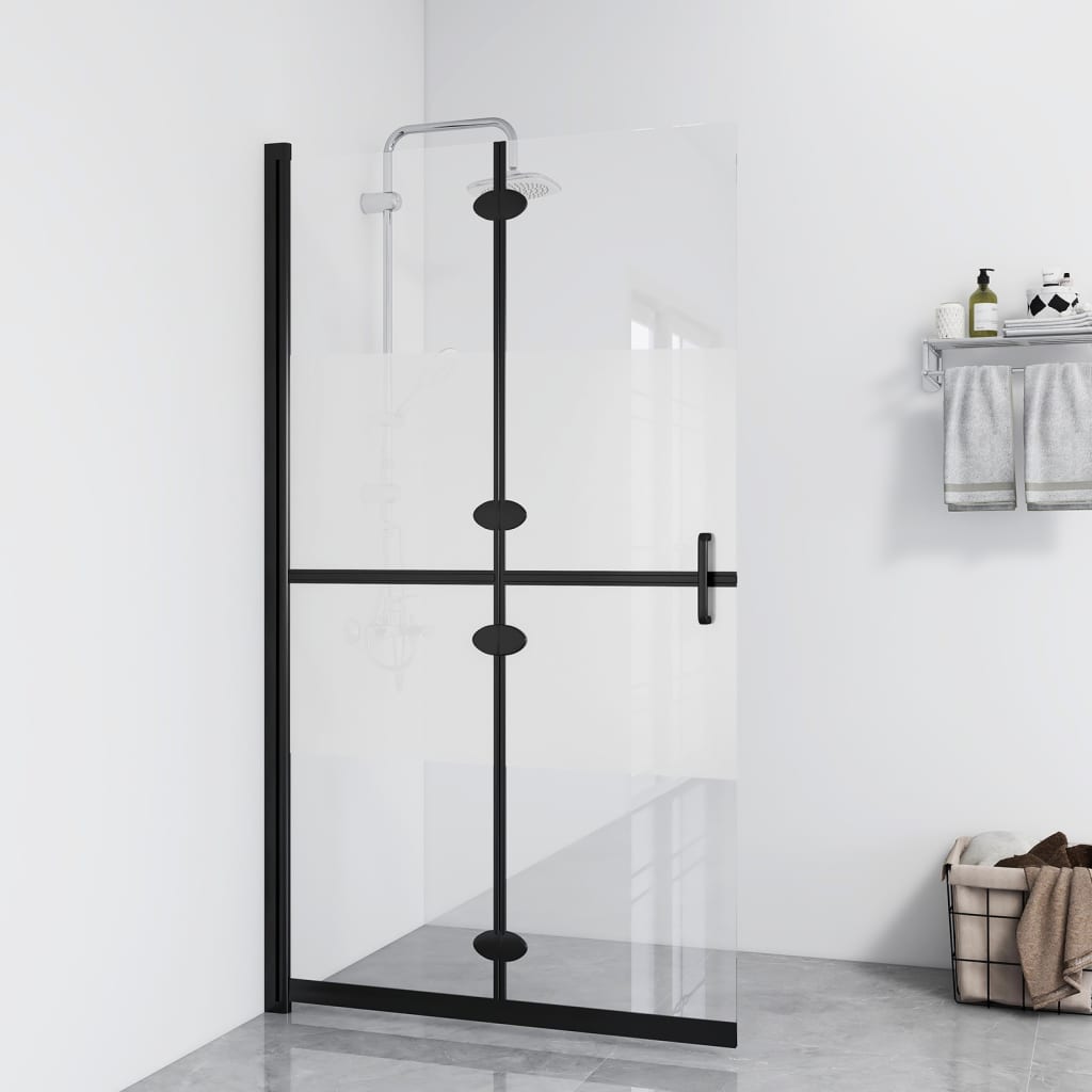 vidaXL Foldable Walk-in Shower Wall Half Frosted ESG Glass 43.3"x74.8"