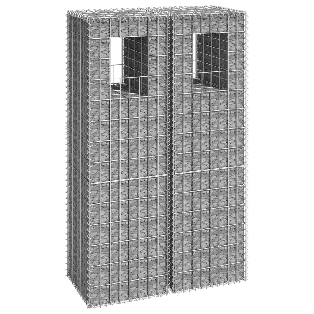 vidaXL Gabion Basket Posts 2 pcs 15.7"x15.7"x55.1" Iron