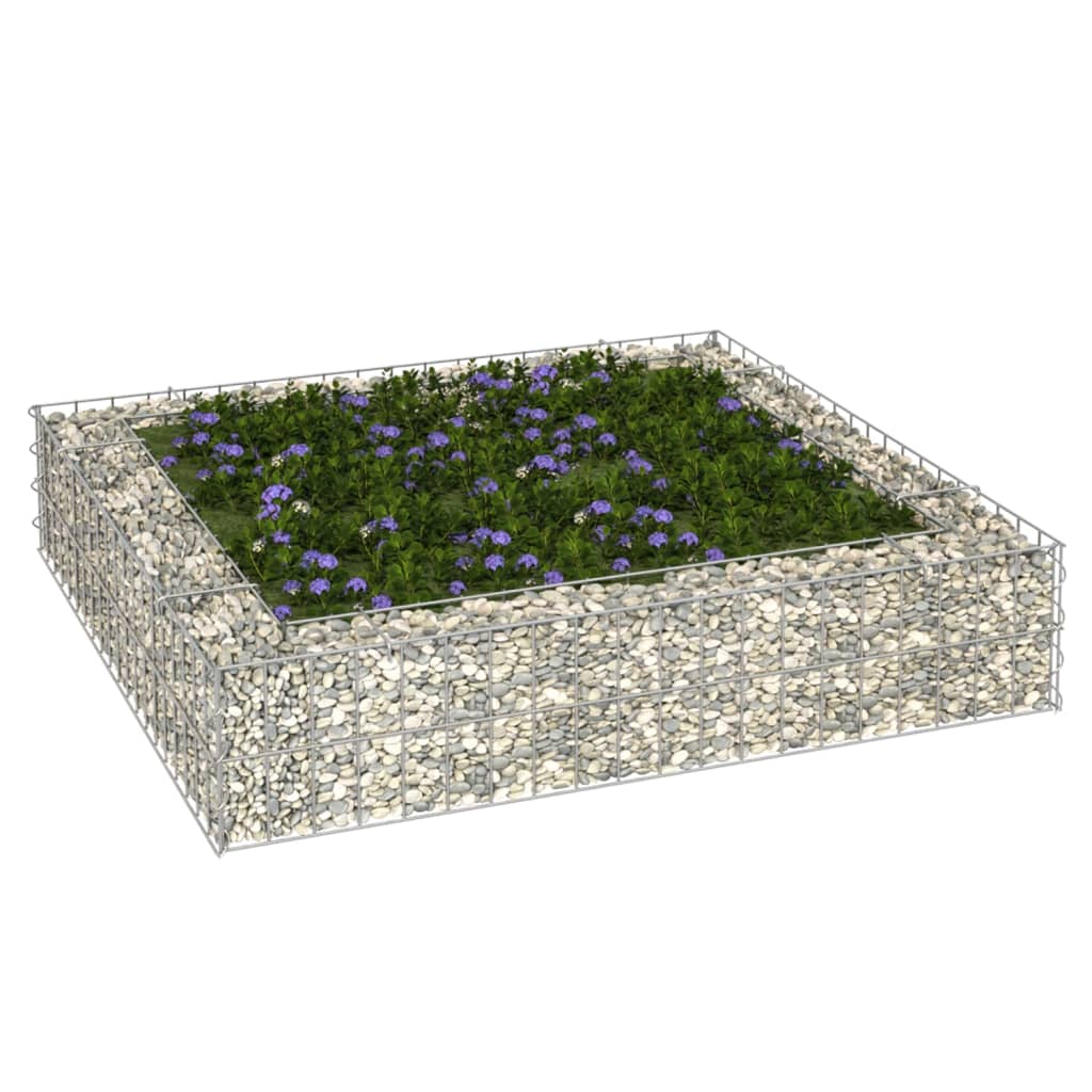 vidaXL Gabion Raised Bed Galvanized Steel 39.4"x39.4"x7.9"