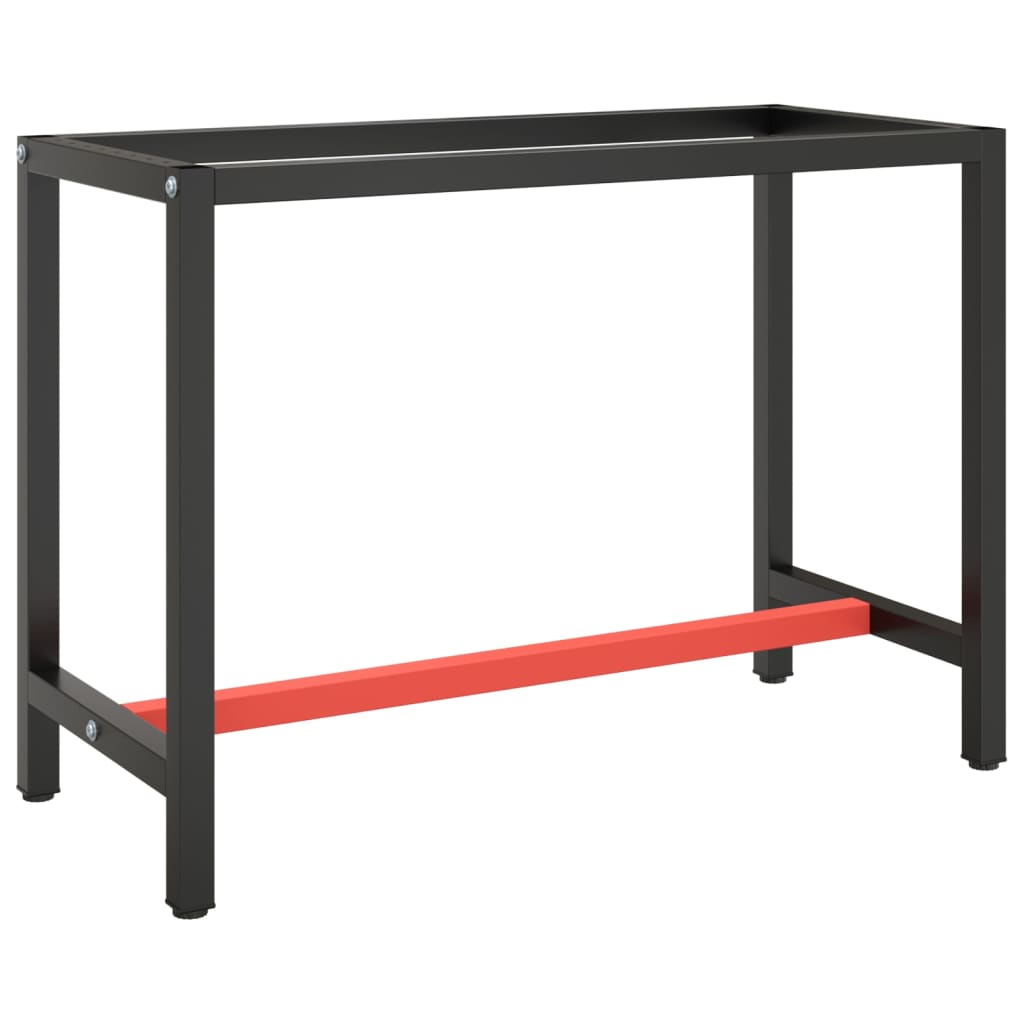 vidaXL Work Bench Frame Matte Black and Matte Red 43.3"x19.7"x31.1" Metal