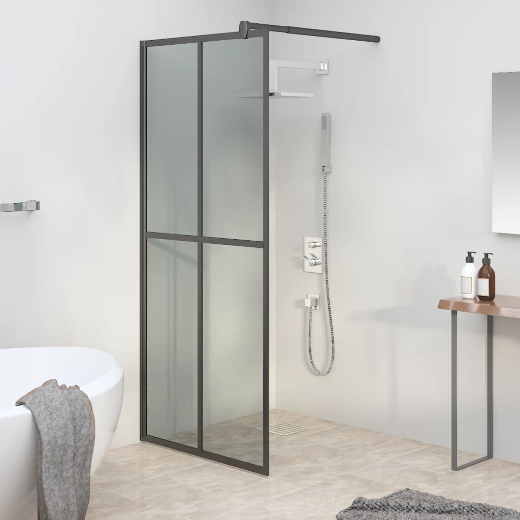 vidaXL Walk-in Shower Screen 35.4"x76.8" Dark Tempered Glass