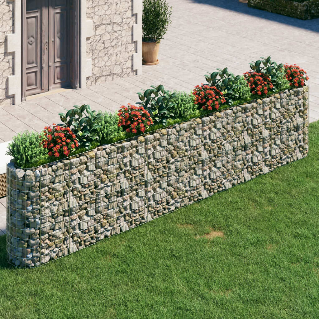 vidaXL Gabion Raised Bed Galvanized Iron 185"x19.7"x39.4"