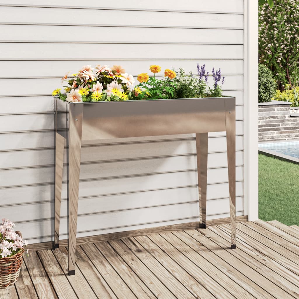 vidaXL Garden Planter 39.6"x15.9"x35.4" Galvanized Steel