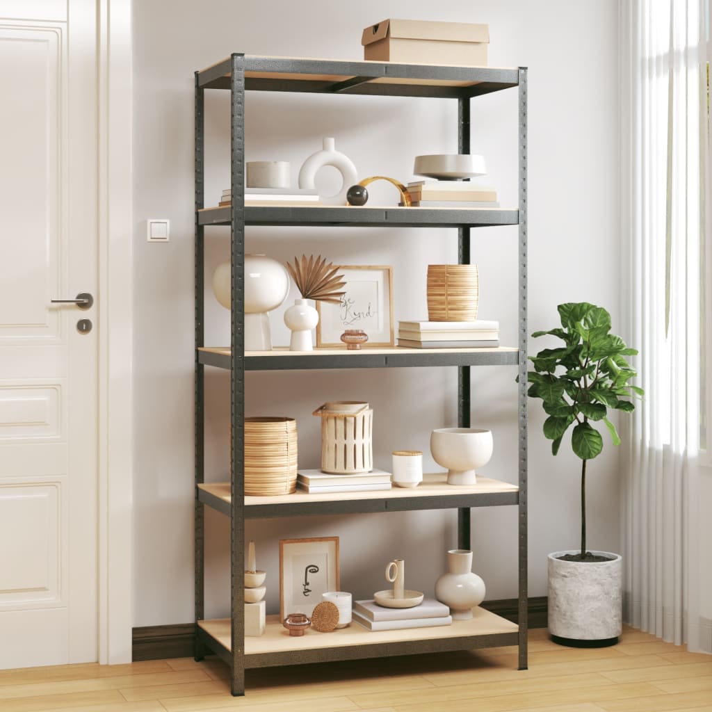 vidaXL 5-Layer Heavy-duty Shelf Gray Steel&Engineered Wood