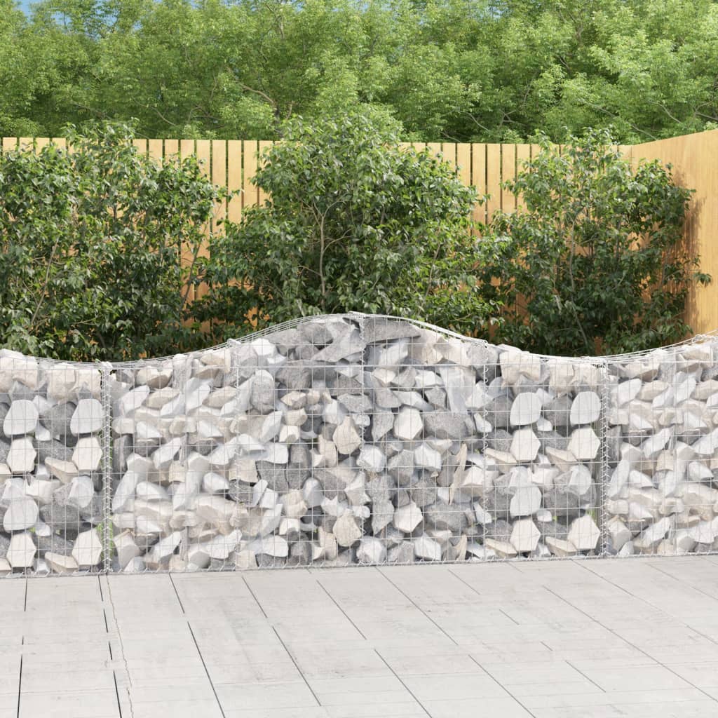 vidaXL Arched Gabion Basket 78.7"x11.8"x31.5"/39.4" Galvanized Iron