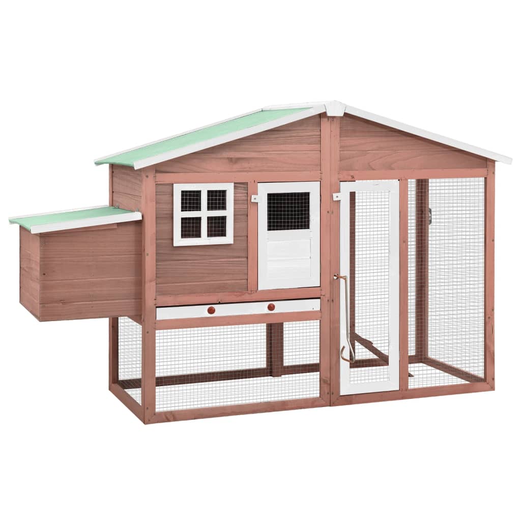 vidaXL Chicken Coop with Nest Box Mocha and White Solid Fir Wood