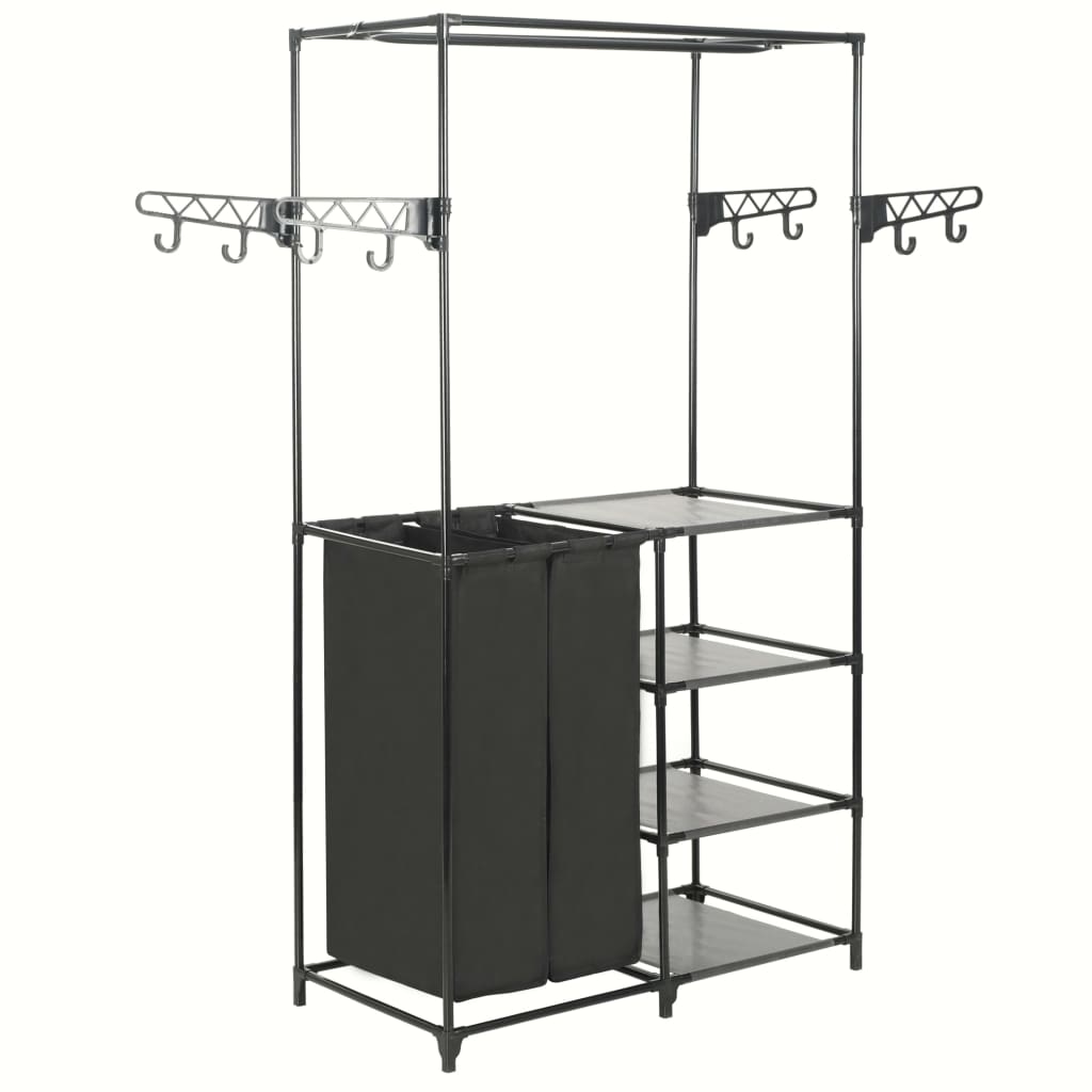 vidaXL Clothes Rack Steel and Non-woven Fabric 34.3"x17.3"x62.2" Black