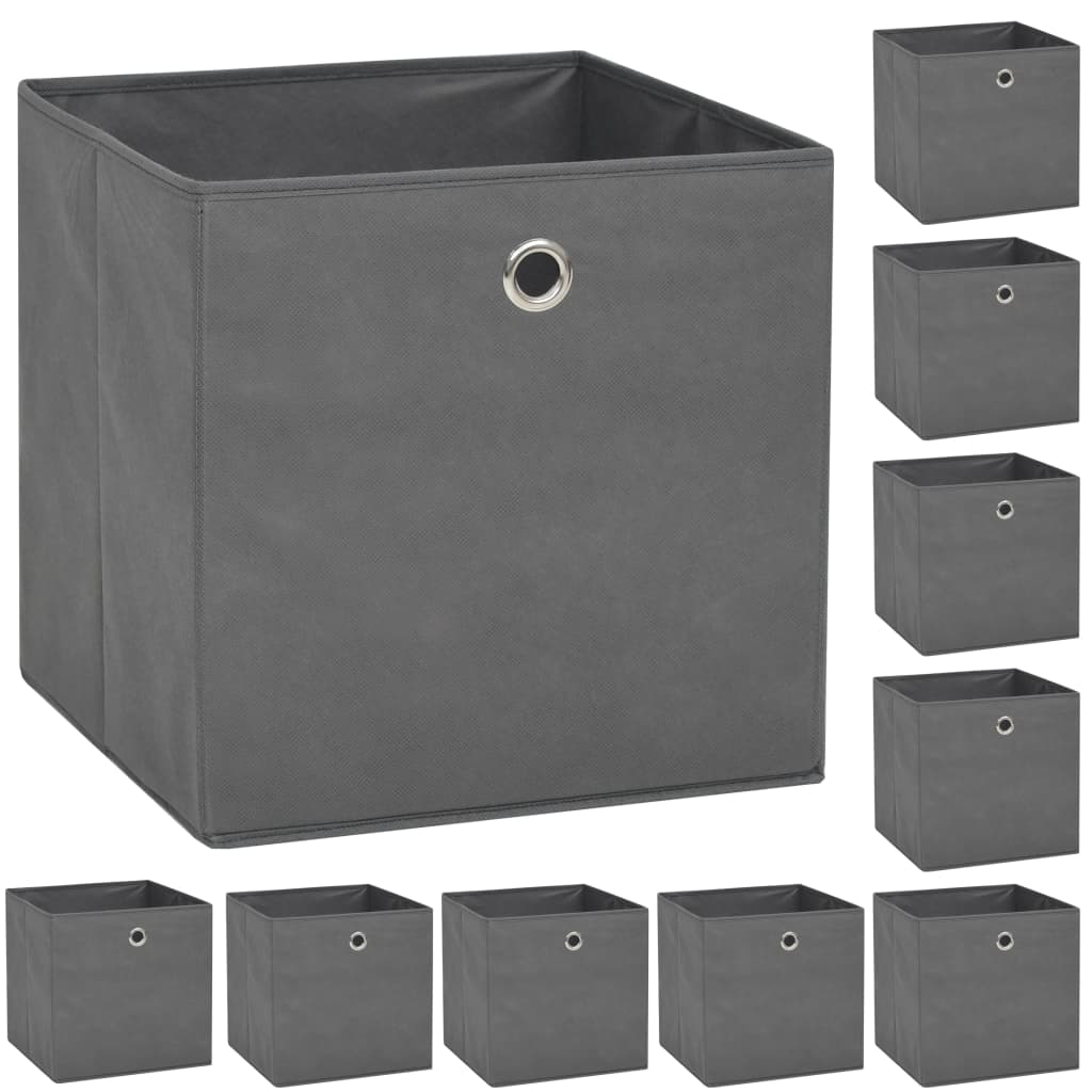 vidaXL Storage Boxes 10 pcs Non-woven Fabric 12.6"x12.6"x12.6" Gray