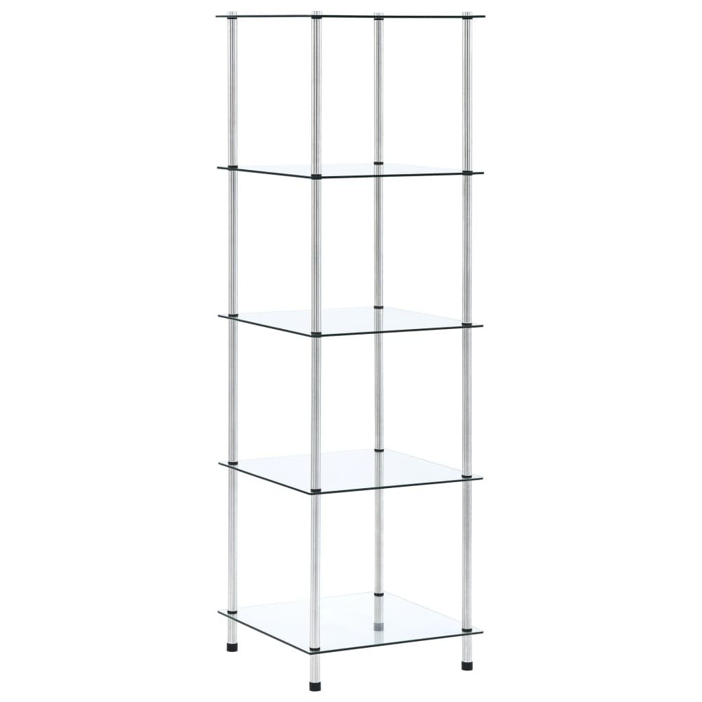 vidaXL 5-Tier Shelf Transparent 15.7"x15.7"x51.2" Tempered Glass