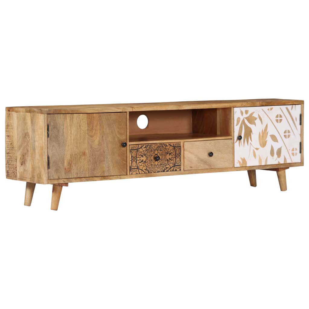 vidaXL TV Stand 55.1"x11.8"x15.7" Solid Wood Mango