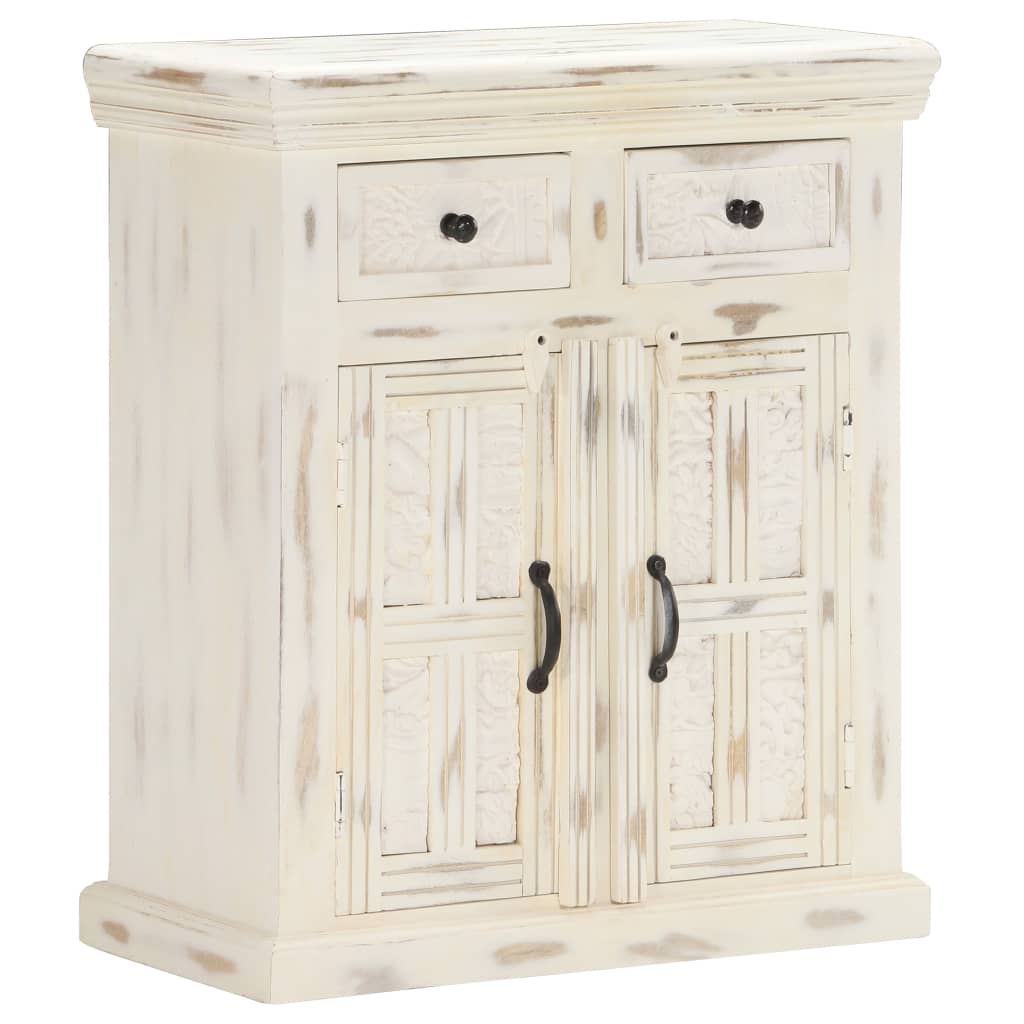 vidaXL Sideboard White 25.6"x11.8"x29.5" Solid Mango Wood