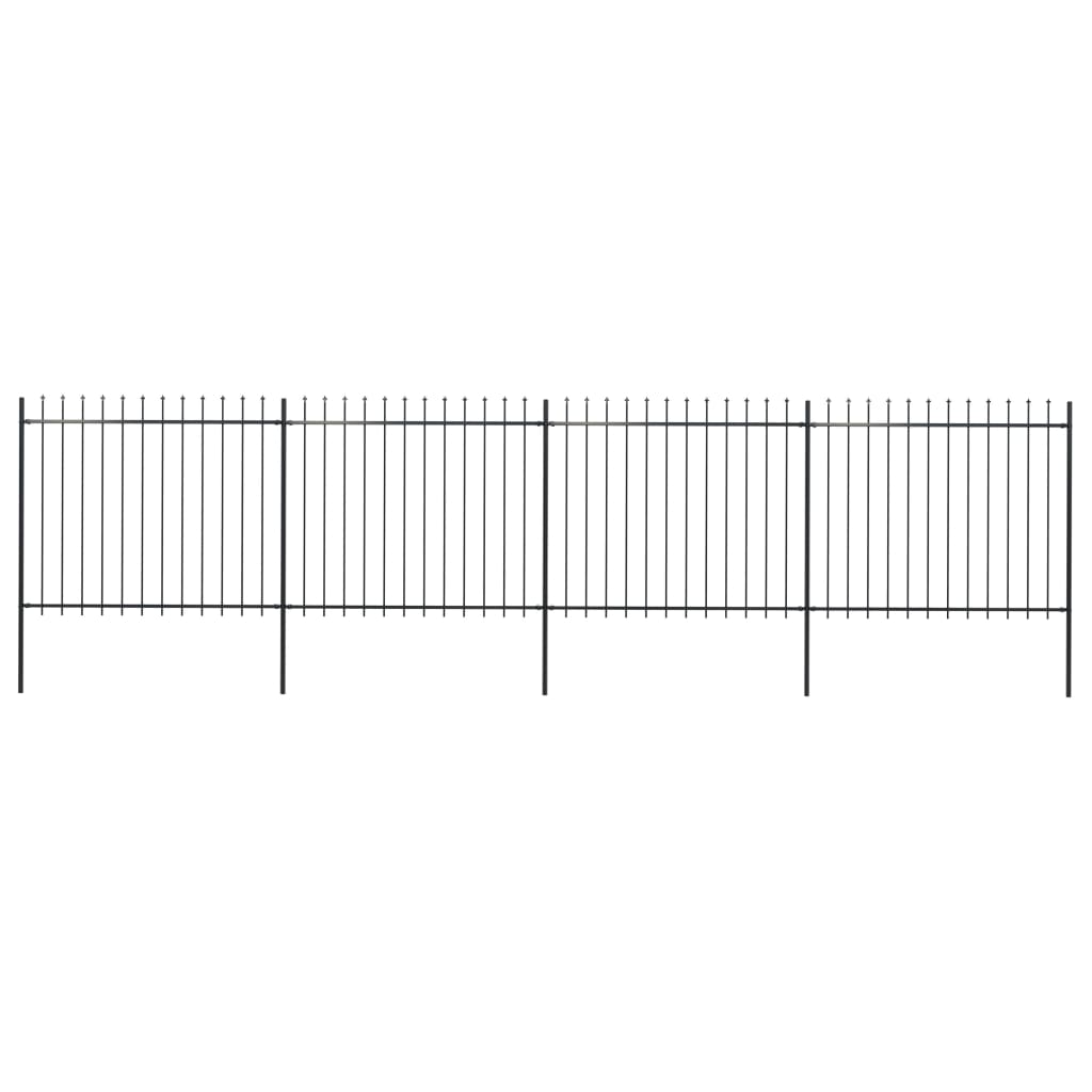 vidaXL Garden Fence with Spear Top Steel 267.7"x59.1" Black
