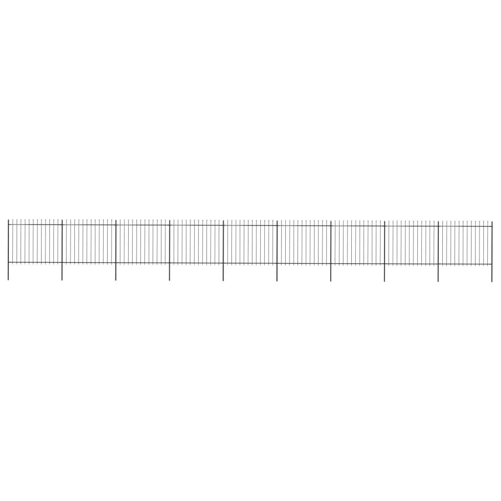 vidaXL Garden Fence with Spear Top Steel 602.4"x59.1" Black