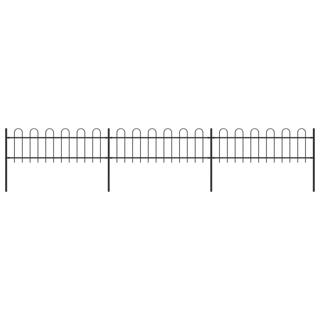 vidaXL Garden Fence with Hoop Top Steel 16.7' Black