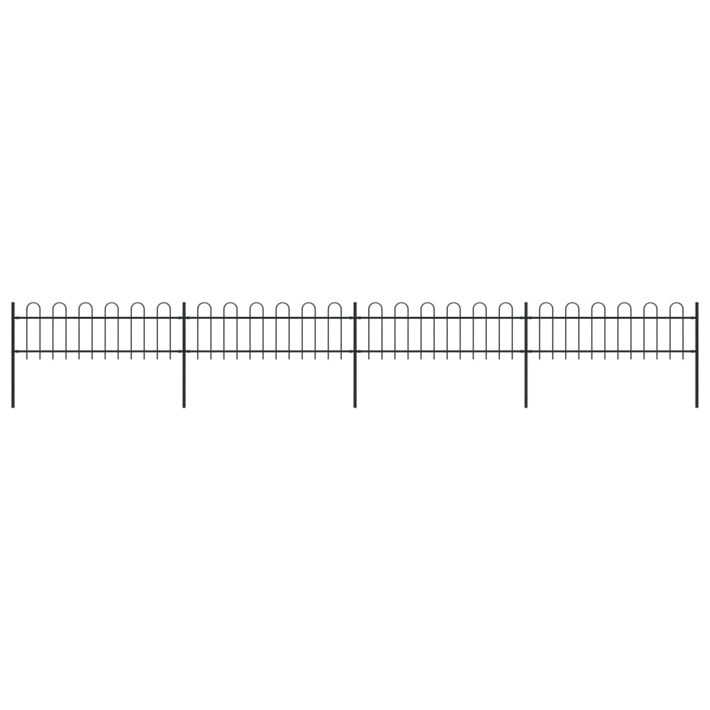 vidaXL Garden Fence with Hoop Top Steel 22.3' Black