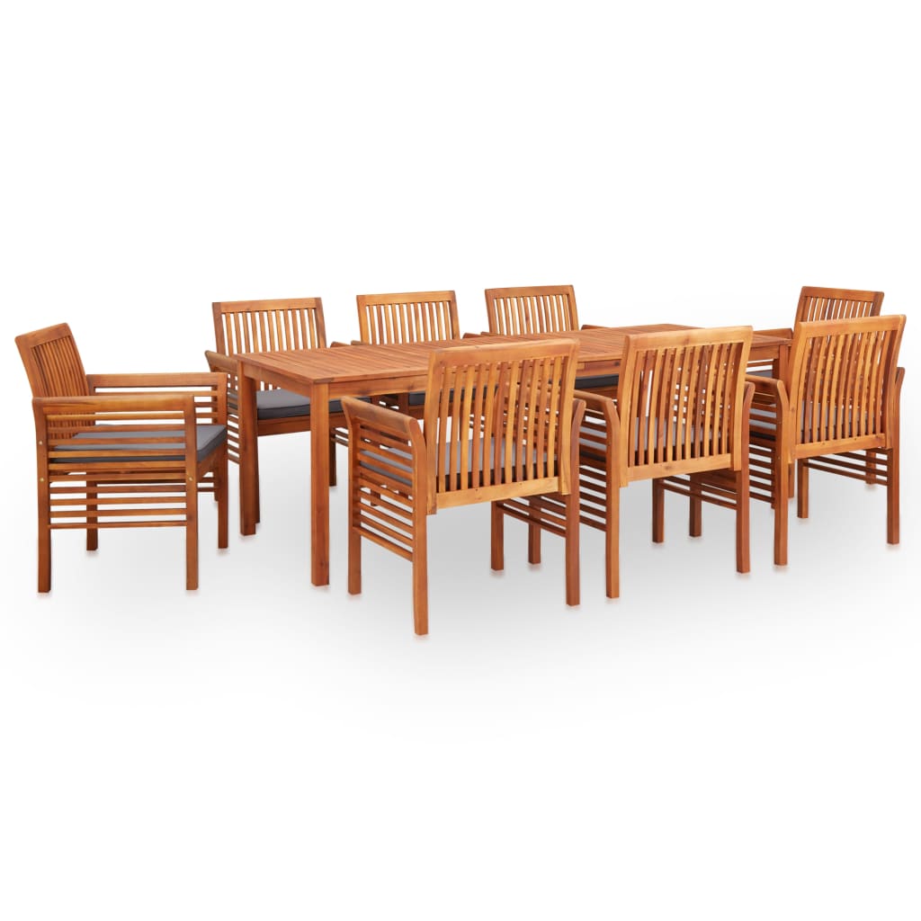 vidaXL 9 Piece Patio Dining Set with Cushions Solid Acacia Wood