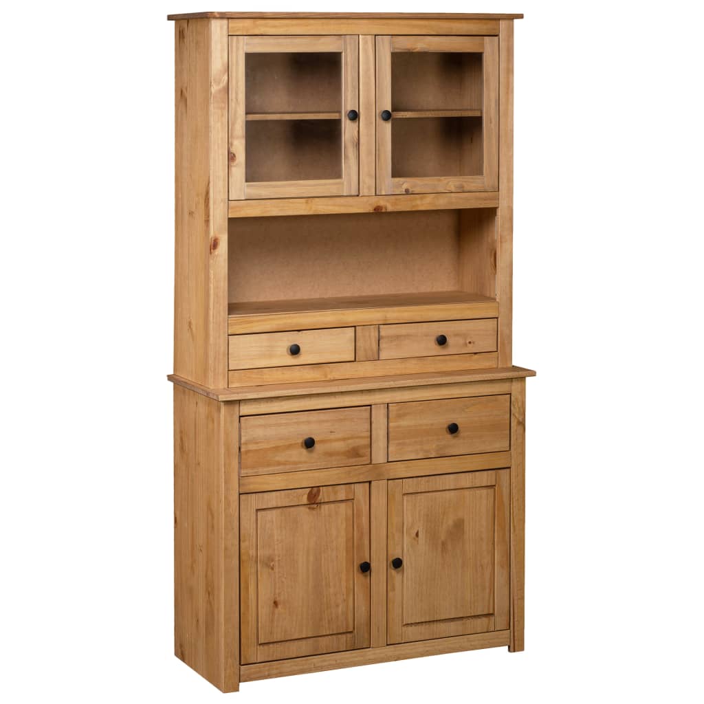 vidaXL Highboard 36.6"x15.9"x70.9" Solid Pine Panama Range