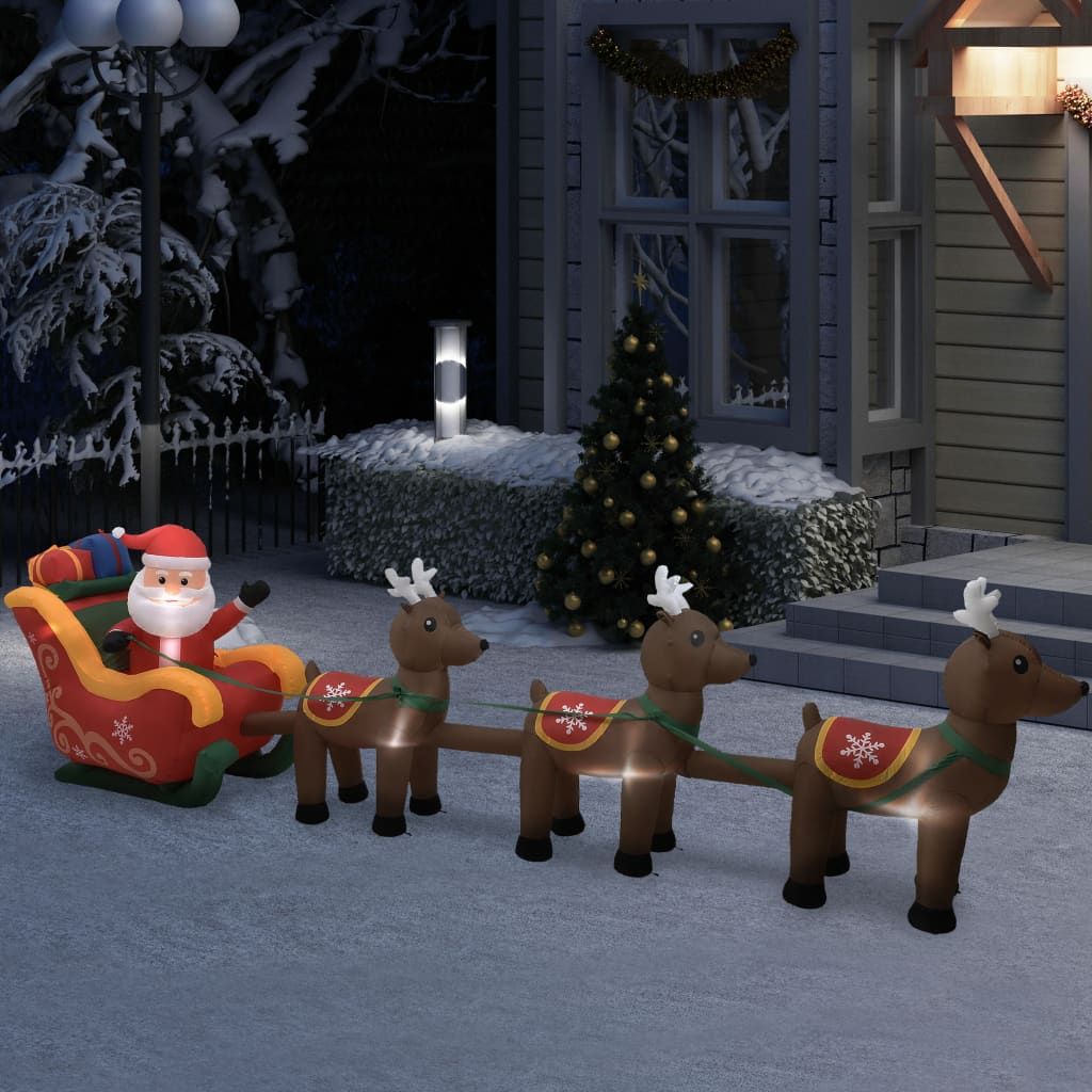 vidaXL Christmas Inflatable Santa and Reindeer Decoration LED 192.9"