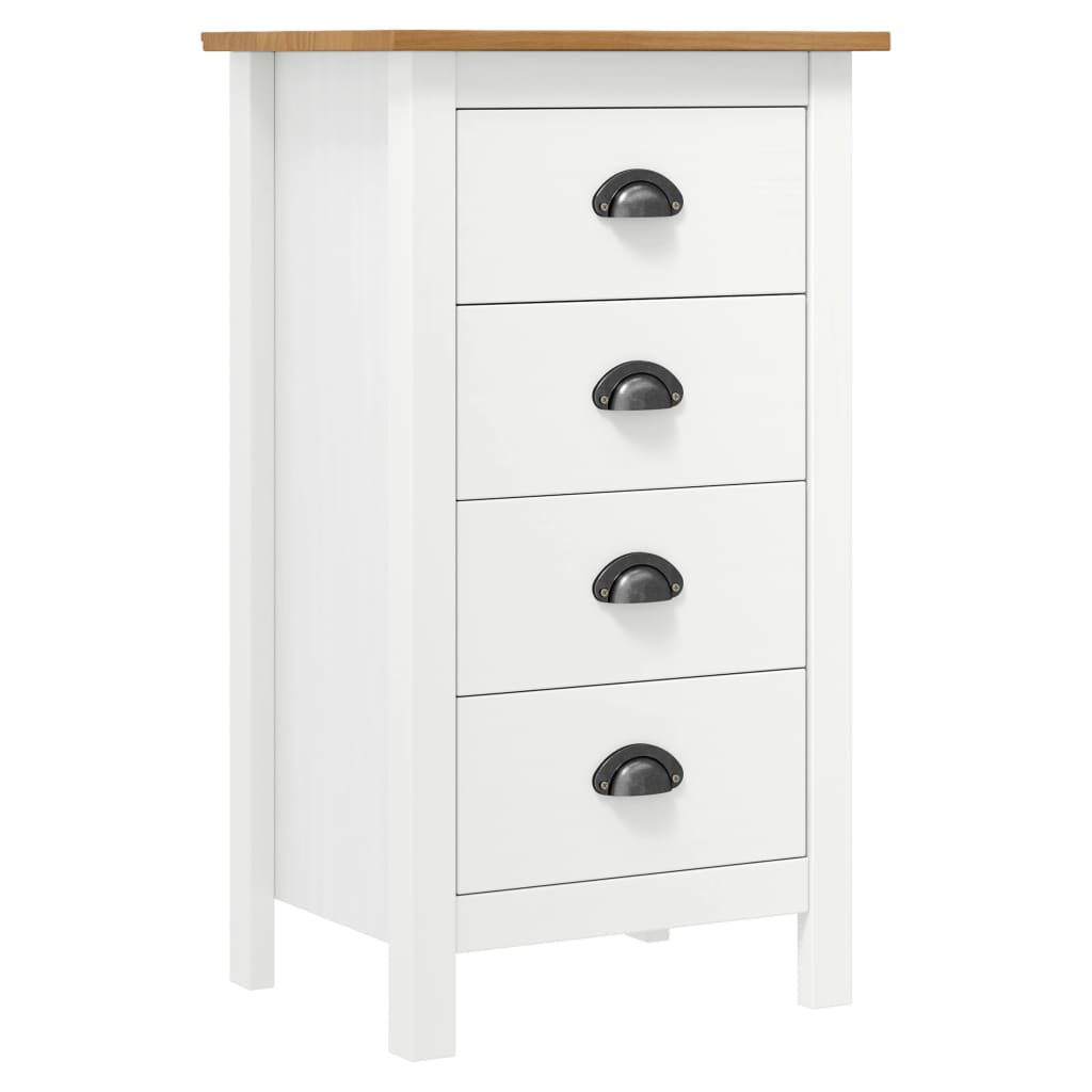 vidaXL Sideboard Hill White 18.1"x13.8"x31.5" Solid Pine Wood