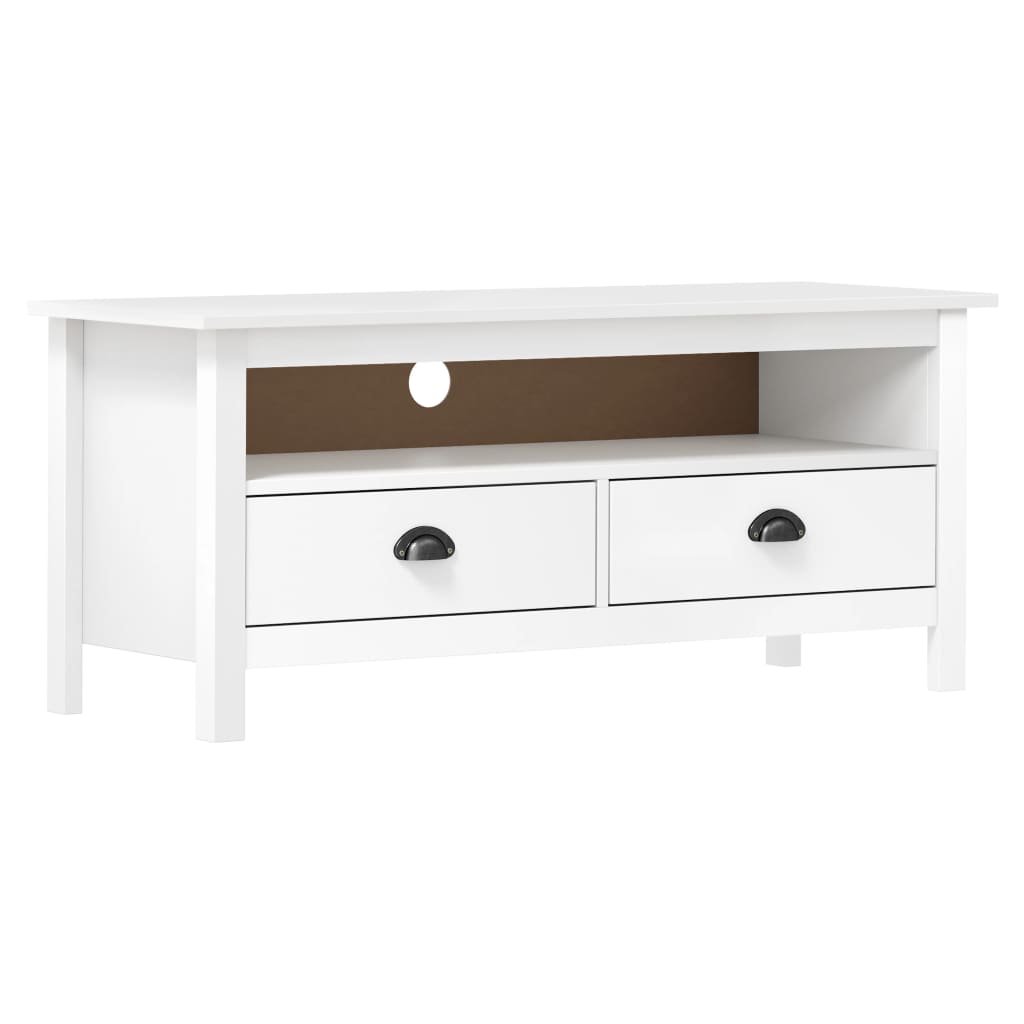 vidaXL TV Stand Hill White 43.3"x15.7"x18.5" Solid Pine Wood