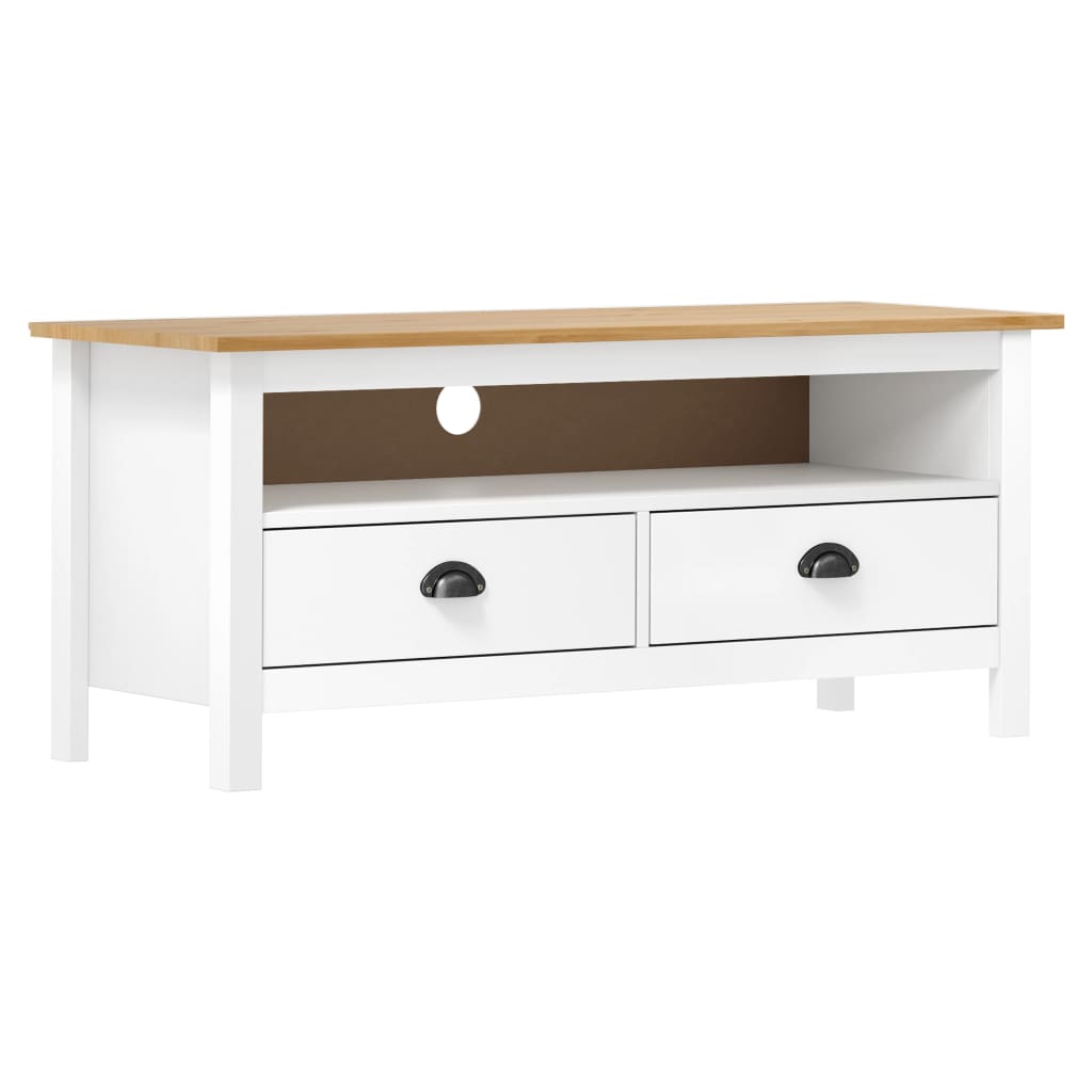 vidaXL TV Stand Hill White 43.3"x15.7"x18.5" Solid Pine Wood