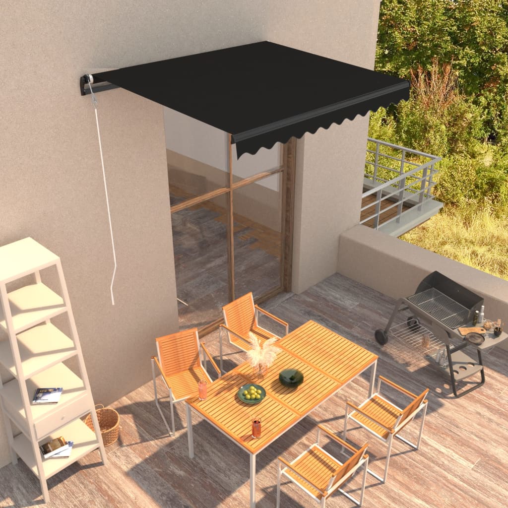 vidaXL Manual Retractable Awning 118.1"x98.4" Anthracite