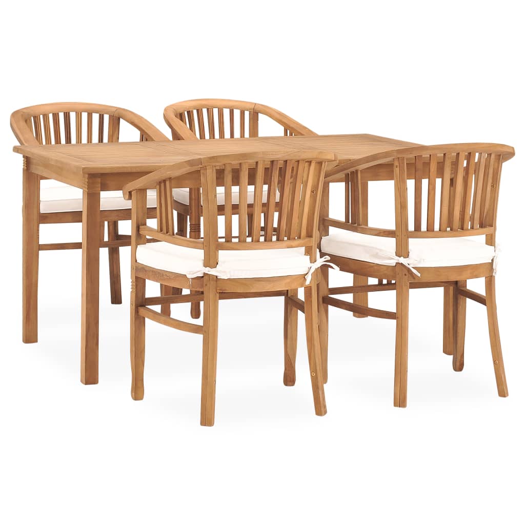 vidaXL 5 Piece Patio Dining Set with Cushions Solid Teak Wood