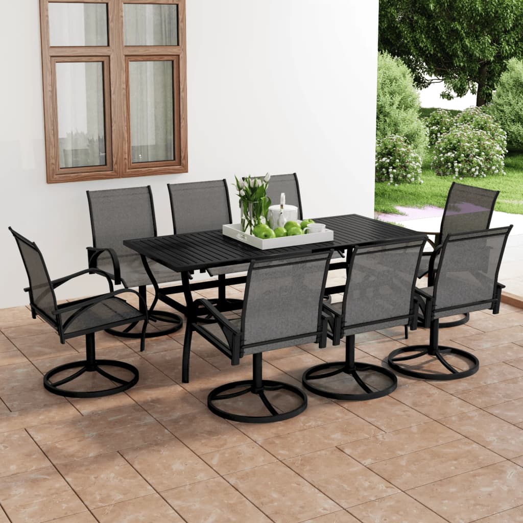 vidaXL 9 Piece Patio Dining Set Textilene and Steel