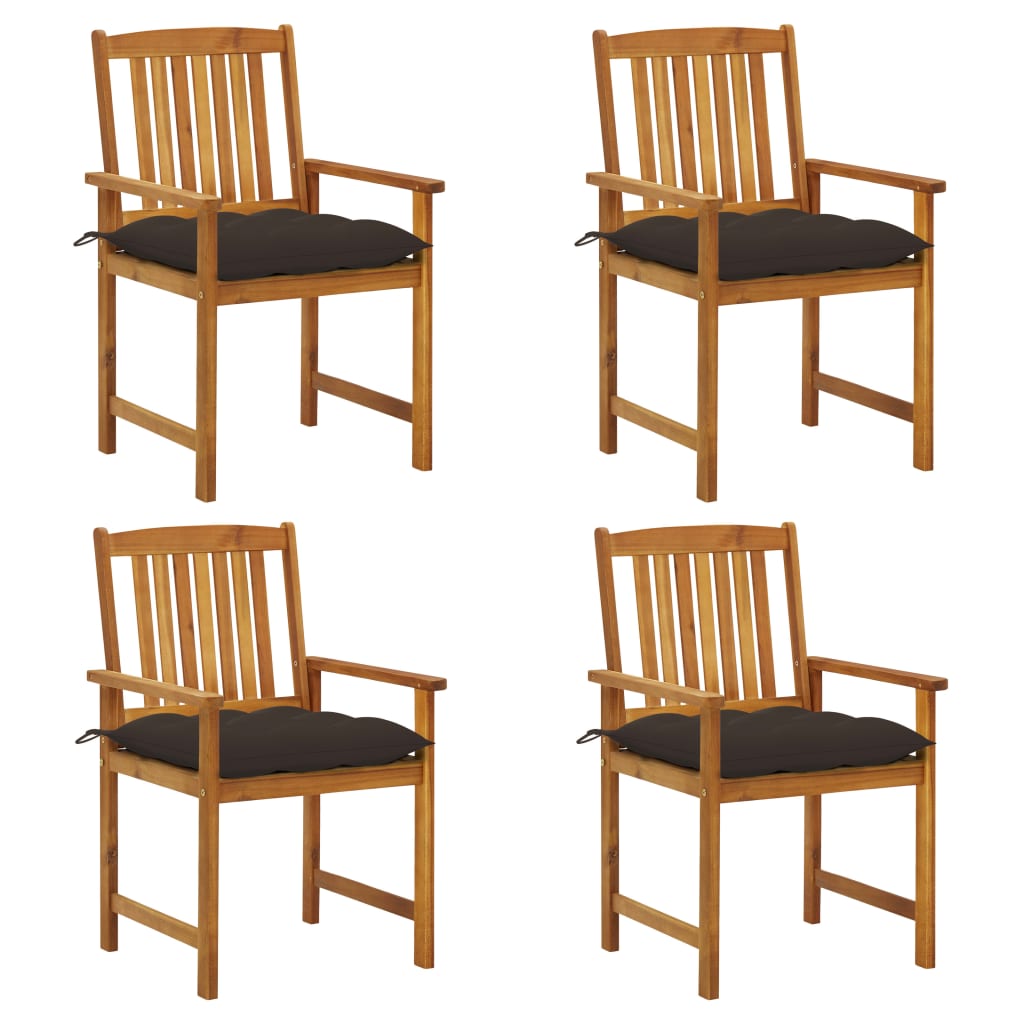 vidaXL Patio Chairs with Cushions 4 pcs Solid Acacia Wood