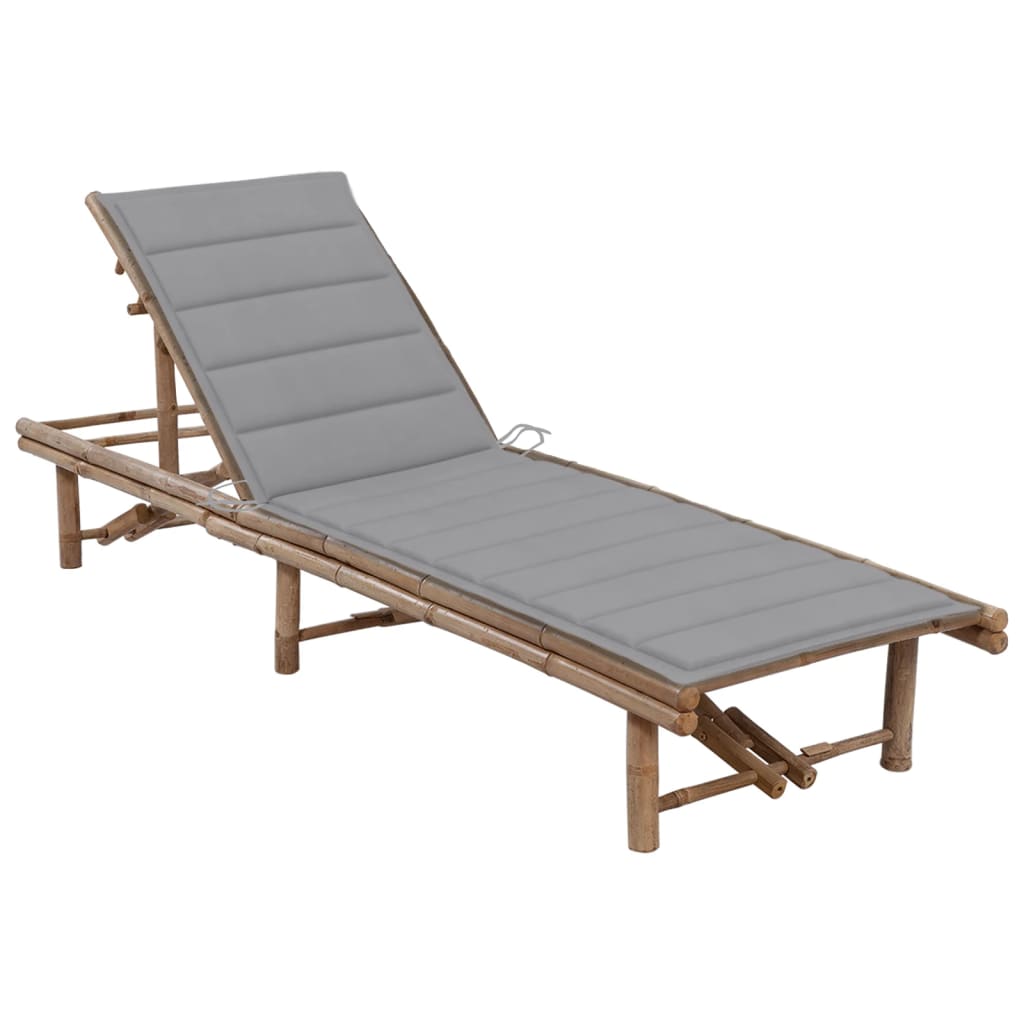 vidaXL Patio Sun Lounger with Cushion Bamboo