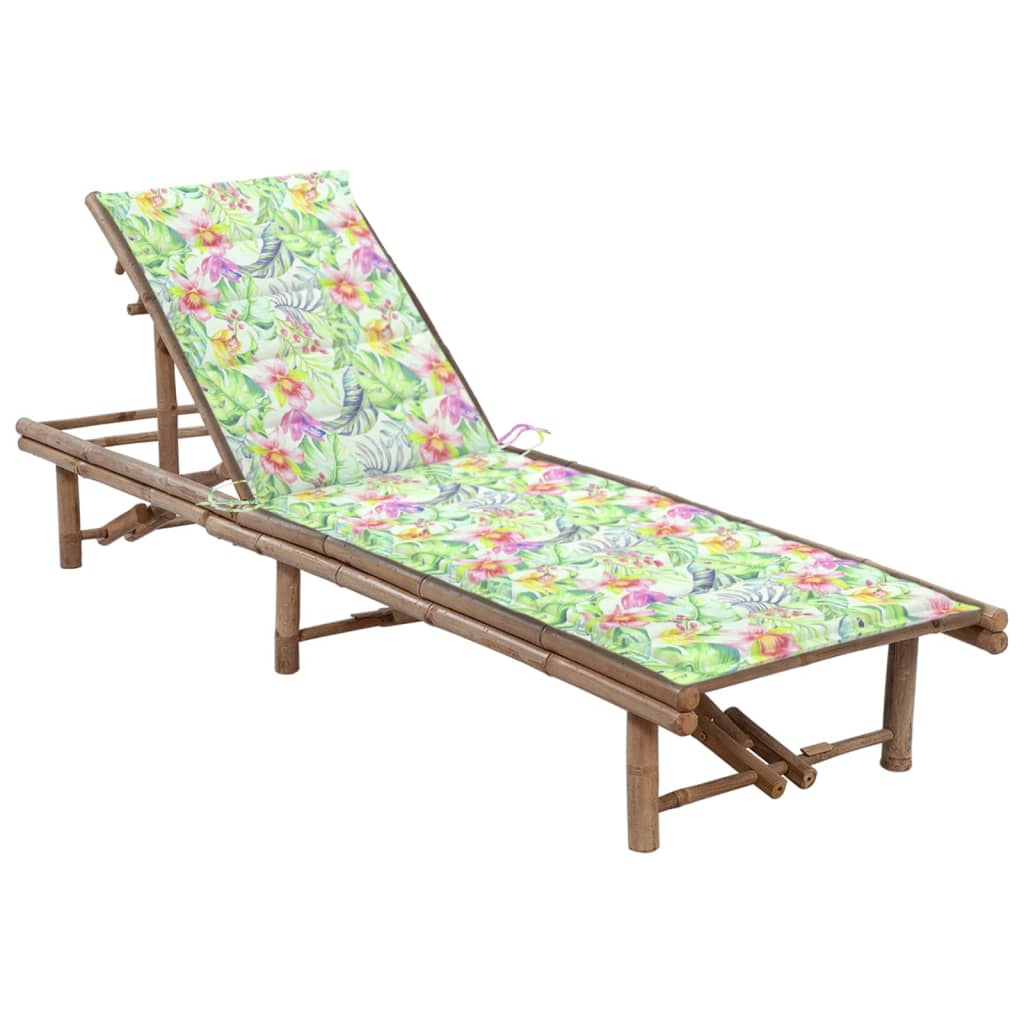 vidaXL Patio Sun Lounger with Cushion Bamboo