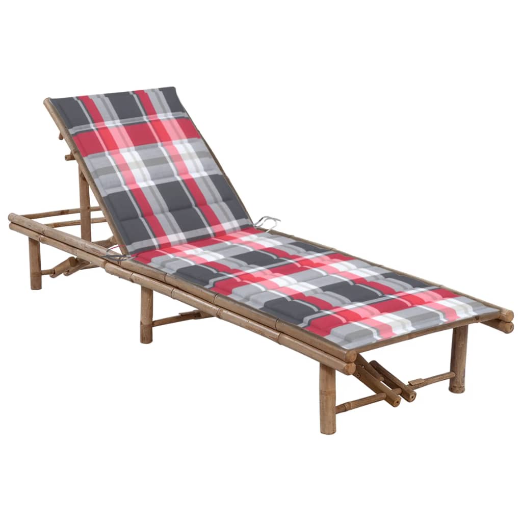 vidaXL Patio Sun Lounger with Cushion Bamboo