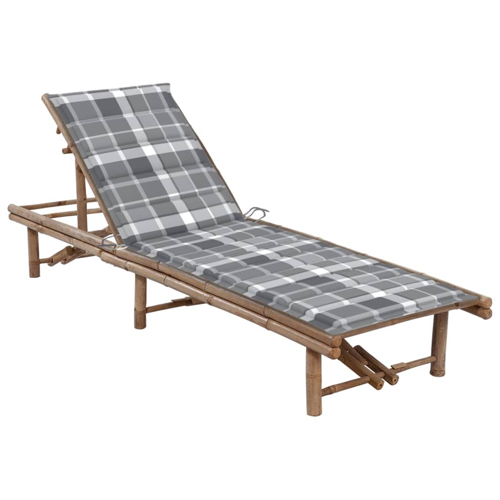 vidaXL Patio Sun Lounger with Cushion Bamboo